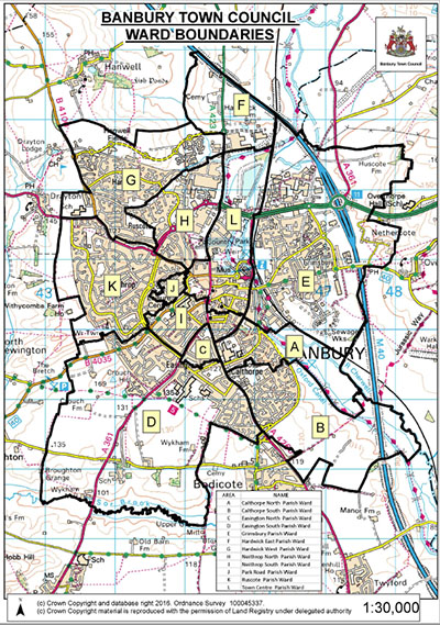 map of all the ward boundaries in Banbury