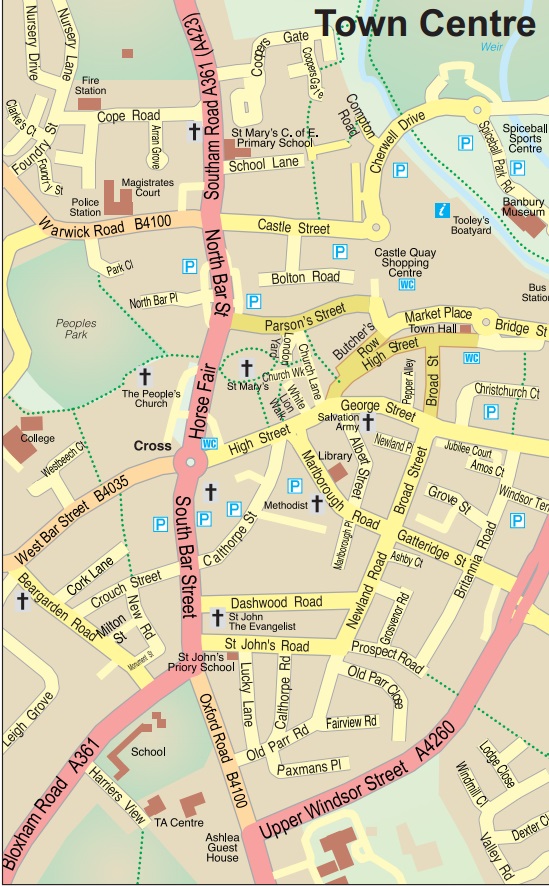 map of banbury town centre