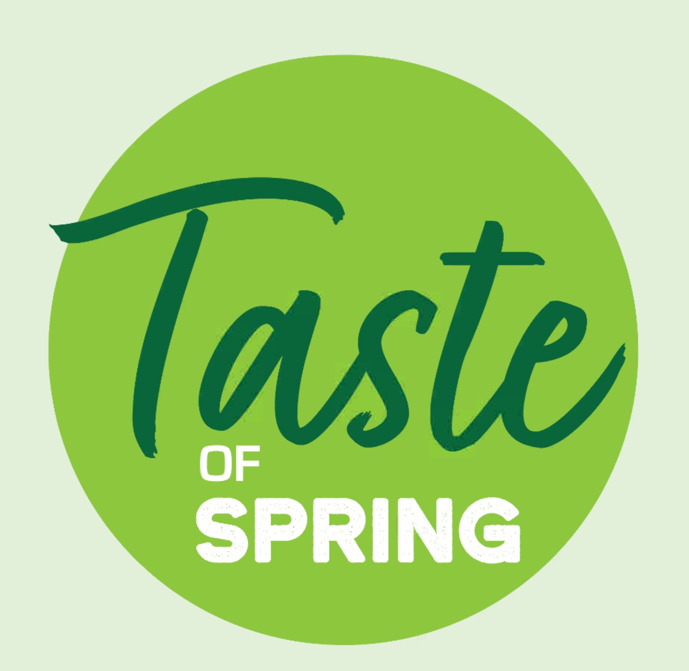 Green and white logo of the taste of spring logo